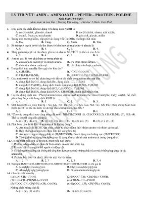 Lý thuyết Amin, Aminoaxit, Peptid, Protein, Polime - Trương Văn Hùng